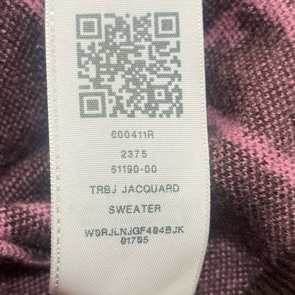 True Religion Brown Repeat Logo Graphic Jacquard Cropped Crewneck Sweater Large - Picture 7 of 7